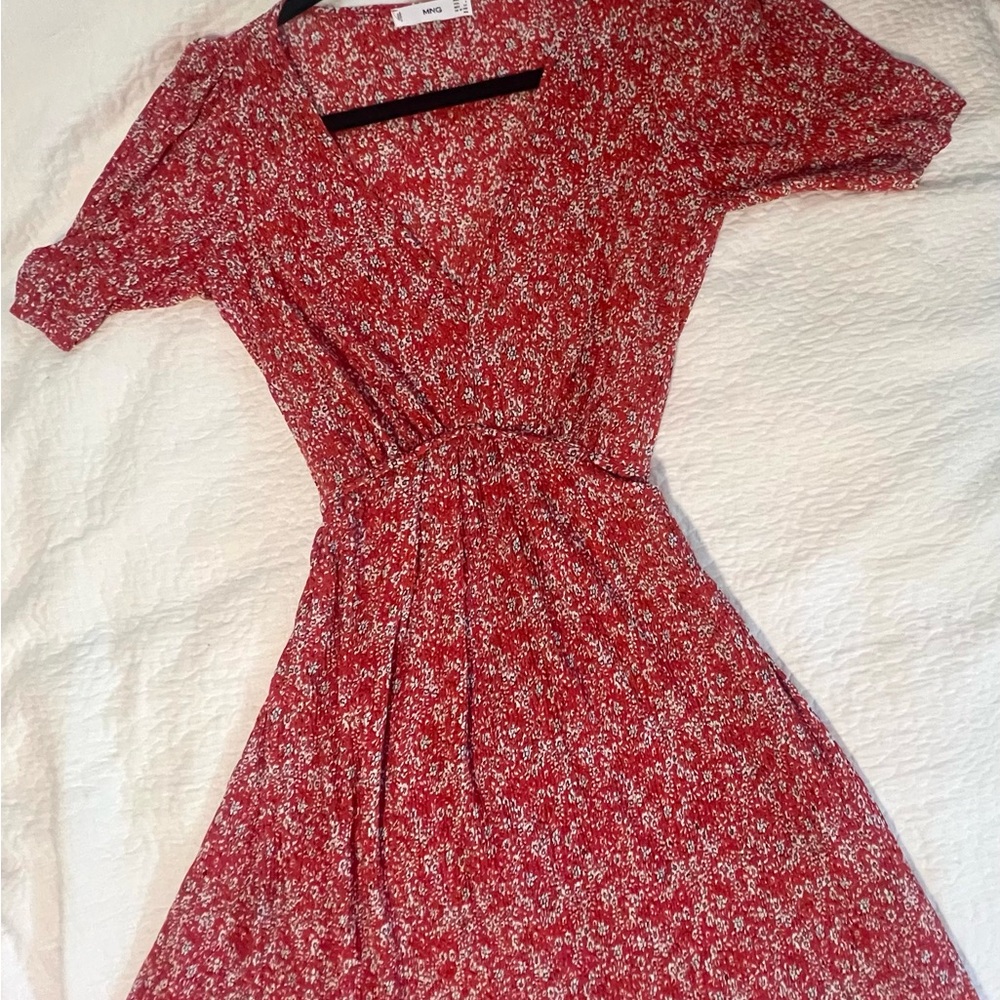 Mango Red Floral Midi Dress
